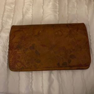 Johnny Was leather wallet with flowers and inside change purse-GUC